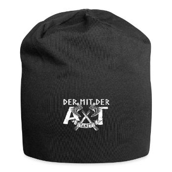 Der mit der Axt Tanzt Wikinger Nordmänner Spruch - Jersey-Beanie - Schwarz - Vorne