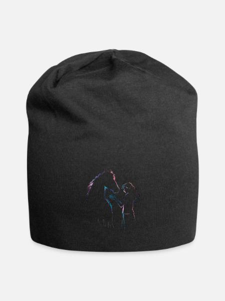 Chevaux Fille Cher Cavalier Amoureux des Chevaux - Bonnet en jersey - noir