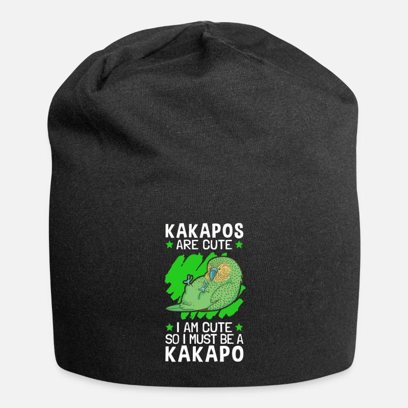 I am a Kakapo flightless parrot - Jersey Beanie - black