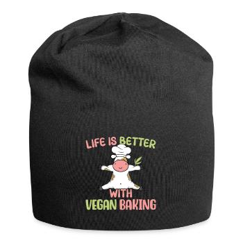 Life is better with Vegan Baking - Jersey Beanie - black - Front