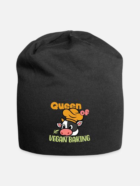 Queen of Vegan Baking - Jersey-Beanie - Schwarz