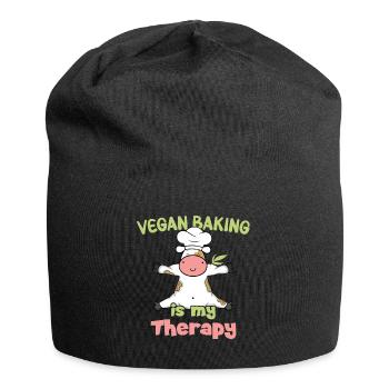 Vegan Baking is my Therapy - Jersey Beanie - black - Front