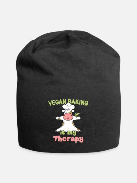 Vegan Baking is my Therapy - Jersey-Beanie - Schwarz