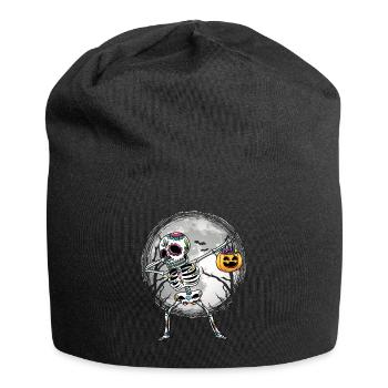 Dabbing Sugar Skull Skeleton With Pumpkin - Jersey Beanie - black - Front