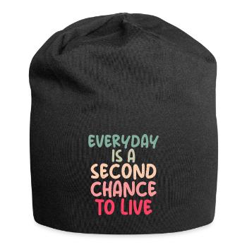 Jeder Tag Ist Die Zweite Chance, Ein Farbenfrohes - Jersey-Beanie - Schwarz - Vorne