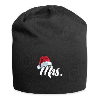 Santa Claus Cap Mrs. Outfit for Christmas - Jersey Beanie - black - Front