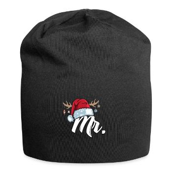 Santa Claus Cap Mr. Outfit for Christmas - Jersey Beanie - black - Front