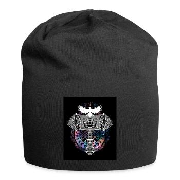 Thor Hammer Raven Mjölnir Rune Viking Galaxy - Jersey Beanie - black - Front