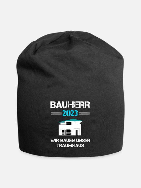 Bauherr 2023 Häuslebauer Eigenheim Geschenk - Jersey-Beanie - Schwarz