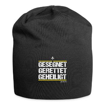 Jesus Rettet Gesegnet Gerettet Geheiligt Christus - Jersey-Beanie - Schwarz - Vorne