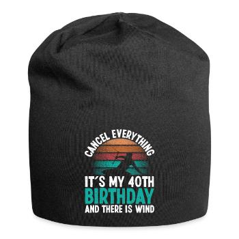 40 Year Old Kitesurfer Kiteboarding 40 Birthday - Jersey Beanie - black - Front