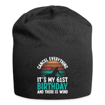 61 Year Old Kitesurfer Kiteboarding 61 Birthday - Jersey-Beanie - Schwarz - Vorne