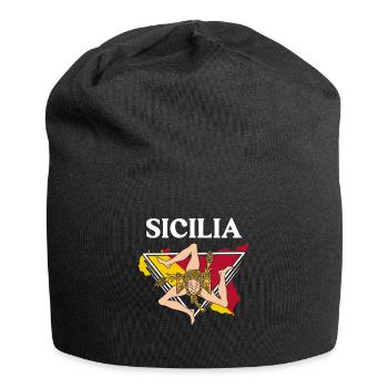 Sizilien flagge Sizilien Palermo Italien - Jersey-Beanie - Schwarz - Vorne