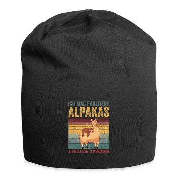 Ich mag Faultiere, Alpakas & vielleicht 3 Menschen - Jersey-Beanie - Schwarz - Vorne