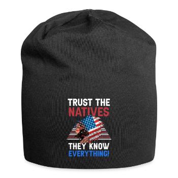 Amerikanischer Kopfschmuck Erste Amerikaner Native - Jersey-Beanie - Schwarz - Vorne