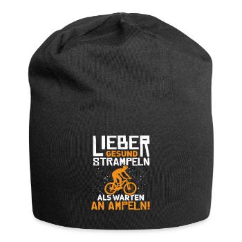 Strampeln? Ampeln! - Mountainbiker Mountainbike - Jersey-Beanie - Schwarz - Vorne
