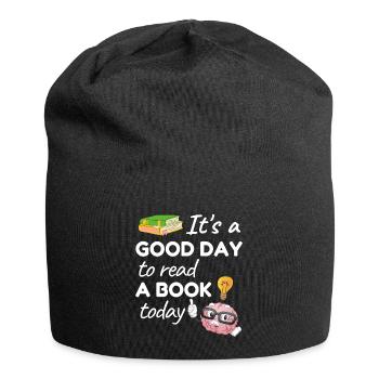 Its a good day to read a book today - Bücherwurm - Jersey-Beanie - Schwarz - Vorne