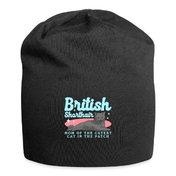 British Shorthair Mom Cat Mom Cats Cadeau - Bonnet en jersey - noir - Devant