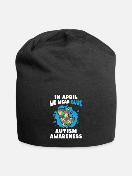 In April We Wear Blue Autism Awareness Puzzle - Jersey-Beanie - Schwarz