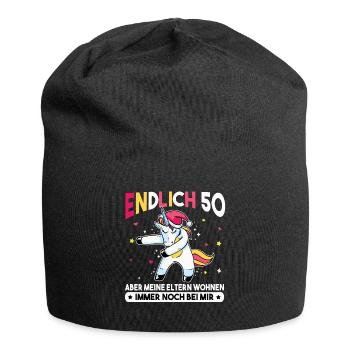 Endlich 50 Meine Eltern Wohnen immer noch bei mir - Jersey-Beanie - Schwarz - Vorne