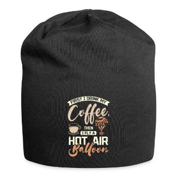 Café et montgolfière volante - Bonnet en jersey - noir - Devant