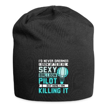 Sexy hot air balloon pilot - Jersey Beanie - black - Front