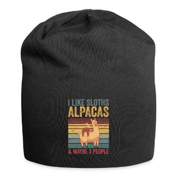 I like sloths alpacas & maybe 3 people Relaxation - Jersey-Beanie - Schwarz - Vorne