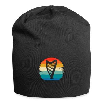 Retro Vintage Classic Harp Instrument Guita - Jersey Beanie - black - Front