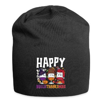 Hallothanksmas Wine Gasses Halloween Christmas - Jersey-Beanie - Schwarz - Vorne