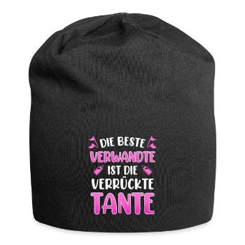 Die beste Verwandte ist die verrückte Tante - Jersey-Beanie - Schwarz - Vorne