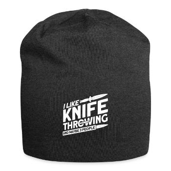 Messerwurfscheibe Geschenk Messerwerfer - Jersey-Beanie - Anthrazit - Vorne