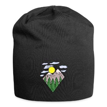 Berg Berge Berggipfel Gipfel - Jersey-Beanie - Schwarz - Vorne