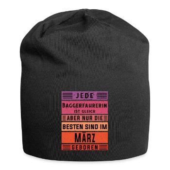 Bagger-Fahrer Geburtstag März geboren - Jersey-Beanie - Schwarz - Vorne