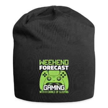 Weekend forecast gaming with a chance of sleeping - Jersey Beanie - black - Front