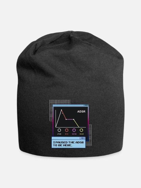 ADSR Envelope Synthesizer Synth Nerdy Vaporwave - Jersey Beanie - black