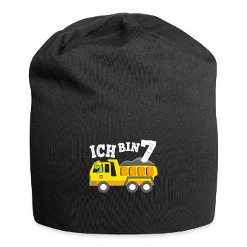 7 Jahre Jungen Geburtstagsgeschenk Dino Kipplaster - Jersey-Beanie - Schwarz - Vorne
