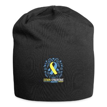 Sensibilisation au syndrome de Down I Ruban jaune bleu T21 - Bonnet en jersey - noir - Devant