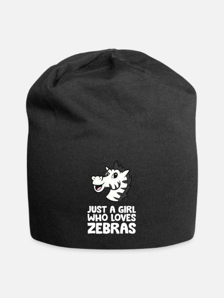 Nur ein Mädchen, das Zebras liebt - Jersey-Beanie - Schwarz