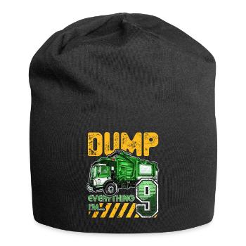 Müllwagen 9. Geburtstag 9 Jahre alter Geburtstag - Jersey-Beanie - Schwarz - Vorne