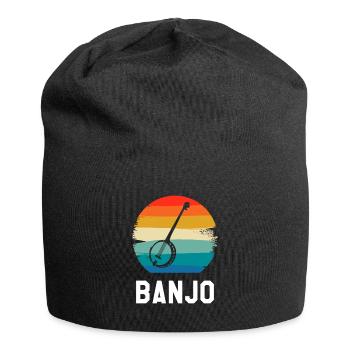 Retro Vintage Classic Banjo Instrument Banjoist - Jersey Beanie - black - Front