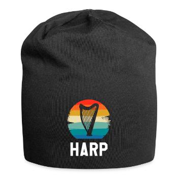 Retro Vintage Classic Harp Instrument Guita - Jersey Beanie - black - Front