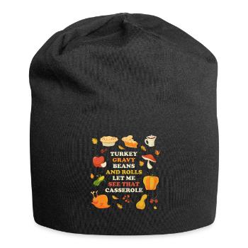 Turkey Gravy Beans Thanksgiving Gift - Jersey Beanie - black - Front