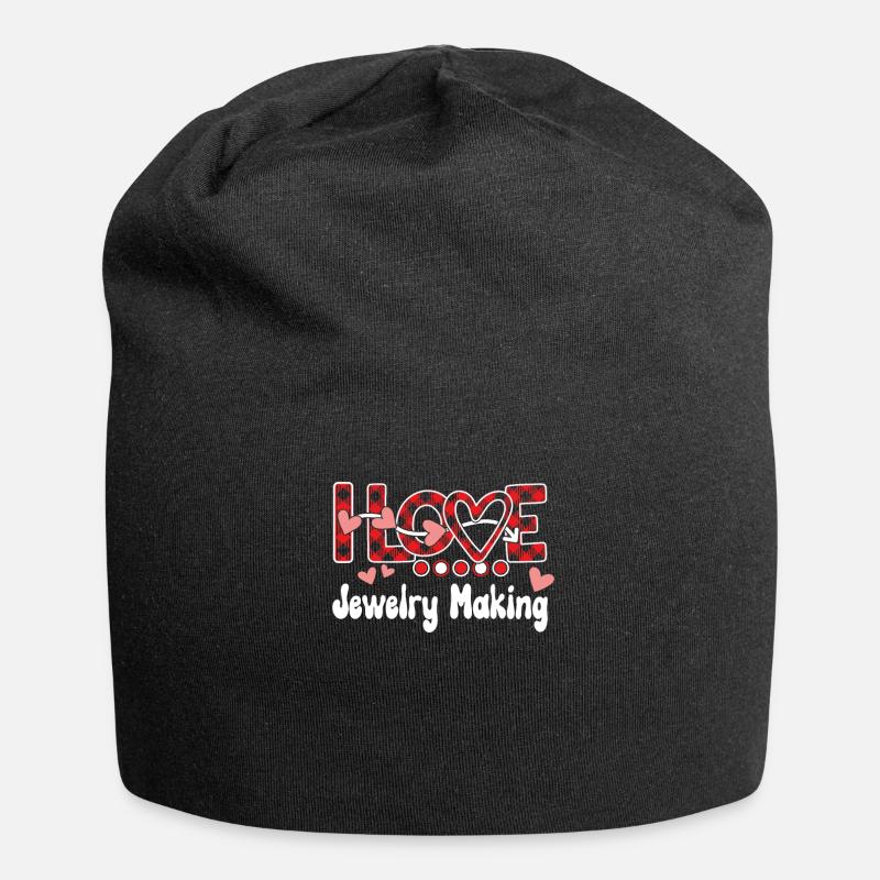 J'aime la fabrication de bijoux pour les filles - Bonnet en jersey - noir