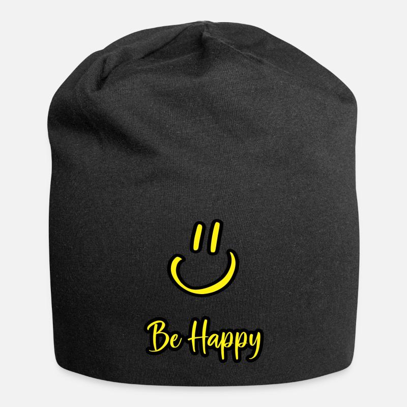 Sei glücklich - Jersey-Beanie - Schwarz