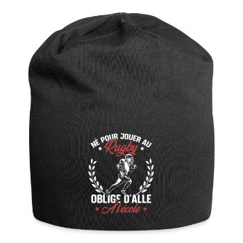 Né pour jouer au rugby oblige d'aller à l'école - Bonnet en jersey - noir - Devant