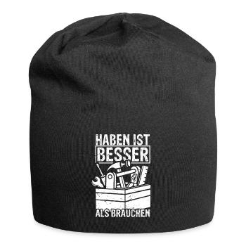 Akkschrauber Werkzeug Handwerker Heimwerker Spruch - Jersey-Beanie - Schwarz - Vorne