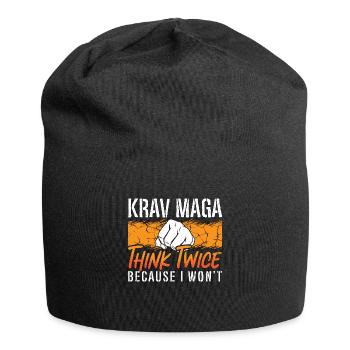 Krav Maga Think Twice Because Close Combat Fighter - Jersey-Beanie - Schwarz - Vorne