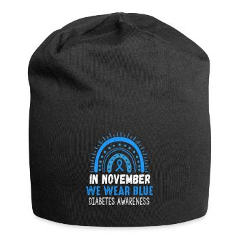 Rainbow Blue en novembre Mois de la sensibilisation au diabète - Bonnet en jersey - noir - Devant