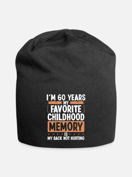 60 Year Old Humor Childhood Memory Funny Idea - Jersey Beanie - black
