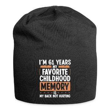61 Year Old Humor Childhood Memory Funny Idea - Jersey-Beanie - Schwarz - Vorne